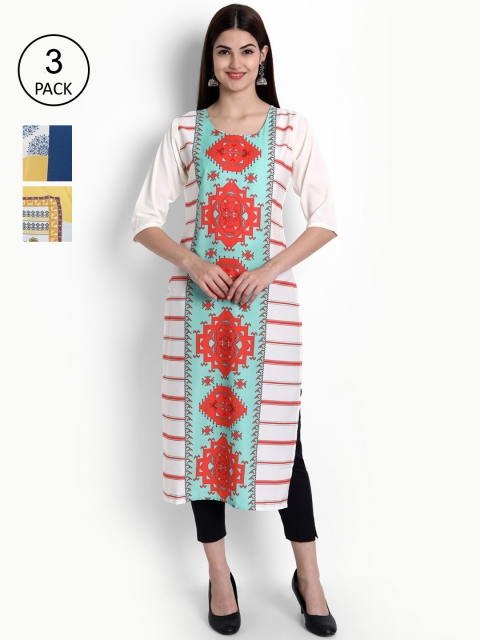 

Ethnic basket Women Pack Of 3 Kurtas, Yellow