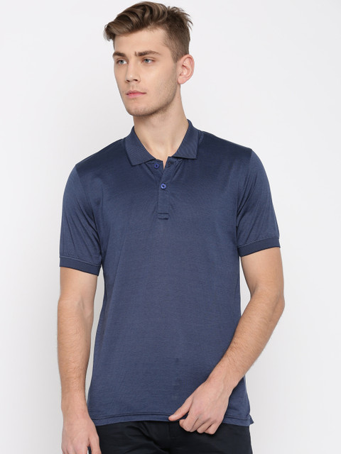 

Urban Nomad Men Navy Striped Polo T-Shirt, Navy blue