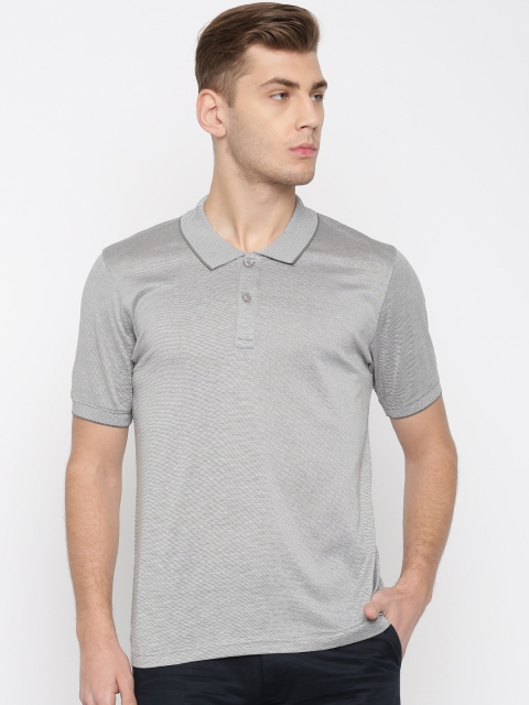 

Urban Nomad Men Grey Melange Striped Polo T-Shirt