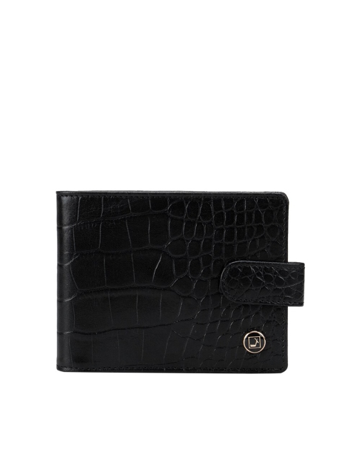 

Da Milano Men Black Textured Leather Two Fold Wallet