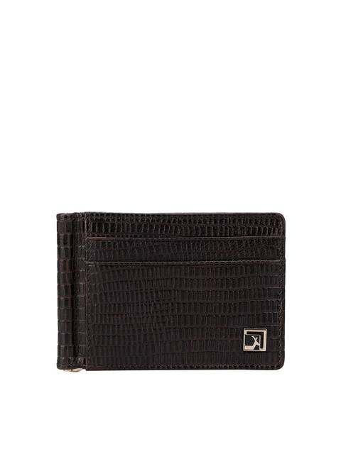 

Da Milano Men Brown Animal Textured Leather Money Clip