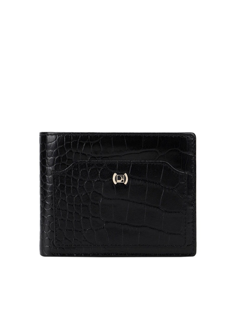 

Da Milano Men Black Textured Leather Two Fold Wallet