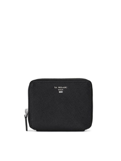

Da Milano Women Black Textured Leather Zip Around Wallet