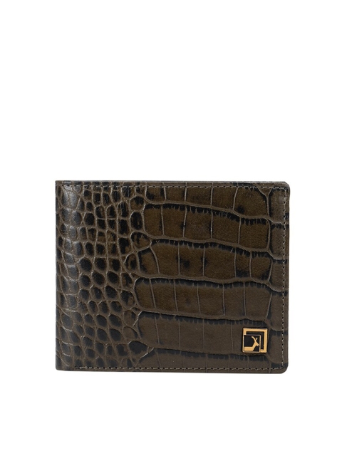 

Da Milano Men Green Textured Two Fold Wallet
