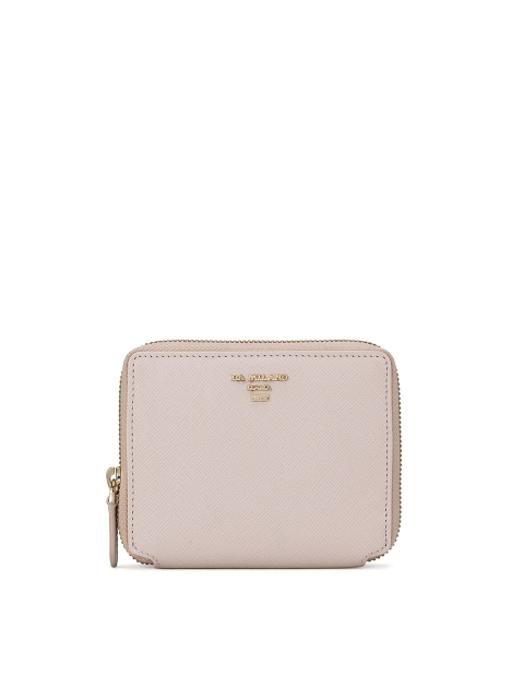 

Da Milano Women Beige Textured Leather Zip Around Wallet