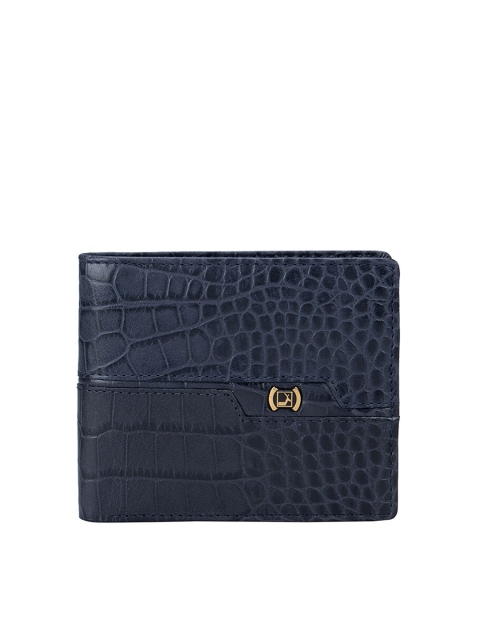 

Da Milano Men Blue Textured Leather Two Fold Wallet