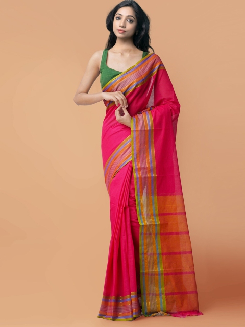 

Unnati Silks Pink & Green Zari Pure Cotton Mangalagiri Saree