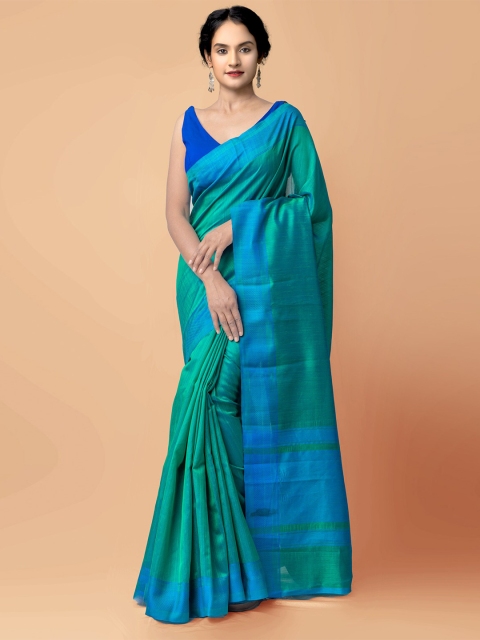 

Unnati Silks Green & Blue Silk Cotton Mysore Silk Saree