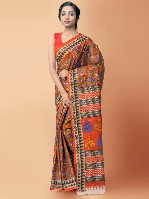 

Unnati Silks Red & Blue Ethnic Motifs Pure Cotton Kota Saree