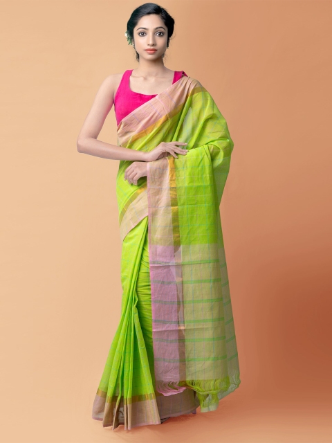 

Unnati Silks Green & Purple Pure Cotton Mangalagiri Saree