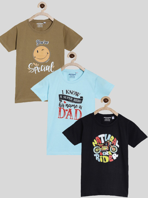 

American Kids Kids Pack Of 3 Pure Cotton T-shirts, Black