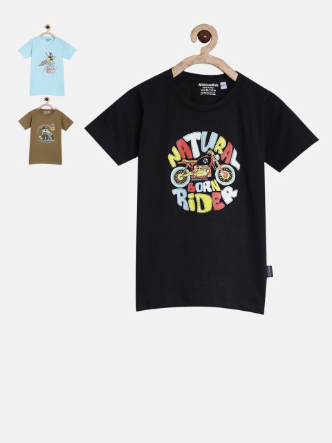 

American Kids Kids Pack Of 3 Pure Cotton T-shirts, Black