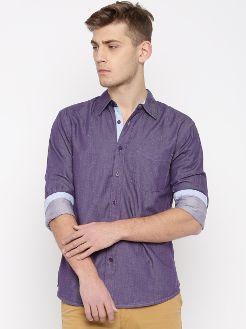 

Urban Nomad Men Purple Slim Fit Self-Design Casual Shirt