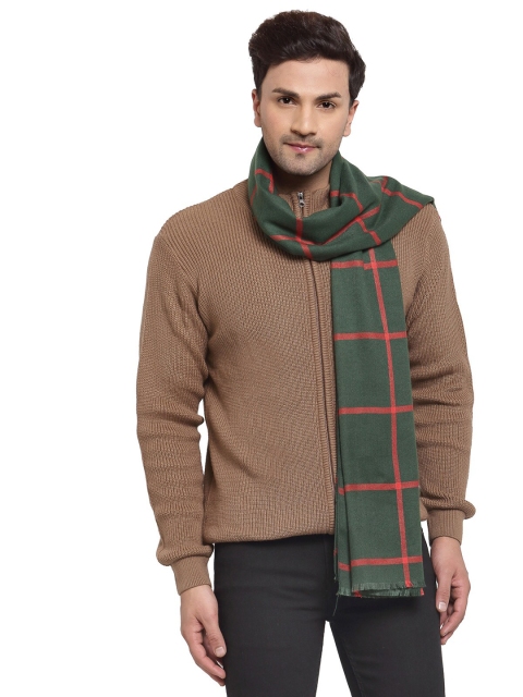 

Calvadoss Men Green & Red Checked Stole