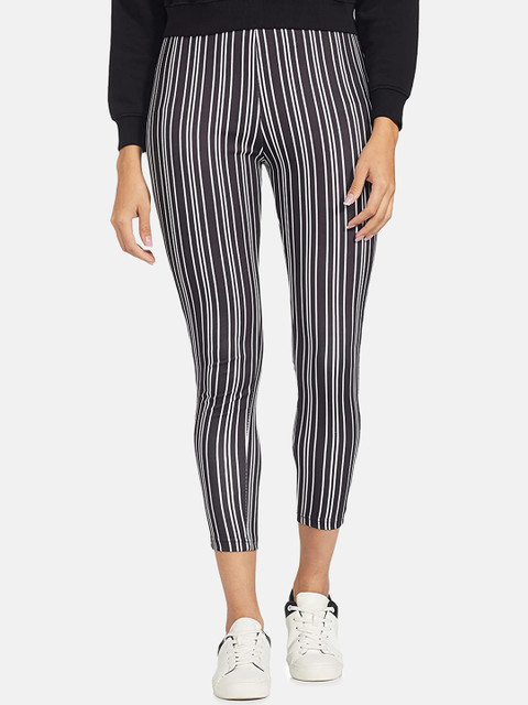 

IVOC Women Black & White Striped Slim Fit Stretchable Jeggings