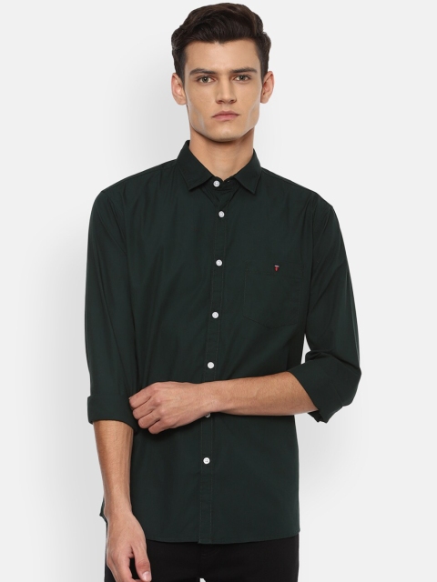 

Louis Philippe Jeans Men Green Solid Pure Cotton Slim Fit Casual Shirt