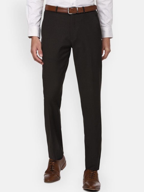 

Louis Philippe Permapress Men Black Solid Trousers