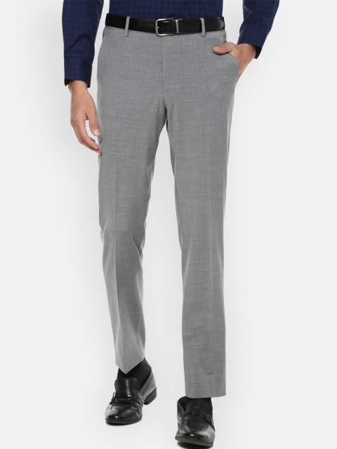 

Louis Philippe Permapress Men Grey Checked Slim Fit Trousers