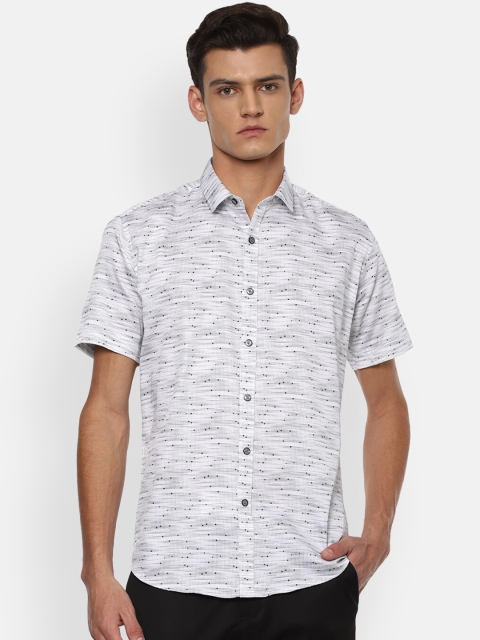 

V Dot Men Grey Slim Fit Printed Casual Shirt