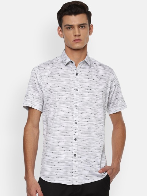 

V Dot Men Grey Slim Fit Printed Casual Shirt