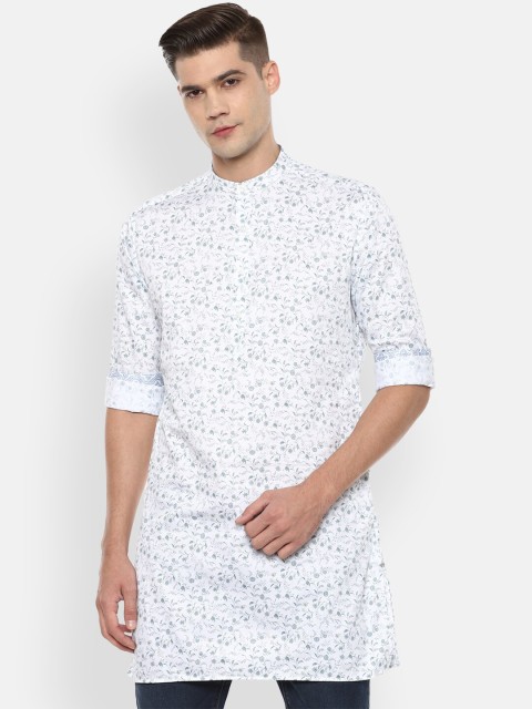 

V Dot Men White Slim Fit Floral Printed Casual Shirt