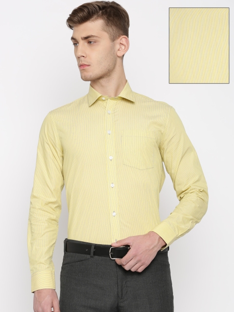 

Urban Nomad Men Yellow & Blue Slim Fit Striped Formal Shirt
