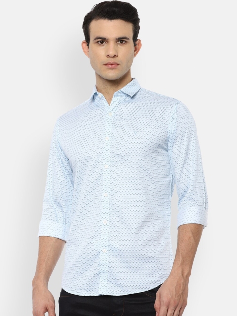 

V Dot Men White Slim Fit Printed Casual Shirt