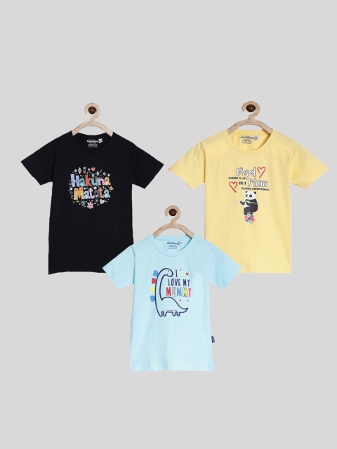 

American Kids Pack Of 3 Printed Pure Cotton T-shirt, Black