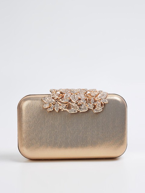 

CODE by Lifestyle Gold-Toned Structured Handheld Bag with Applique