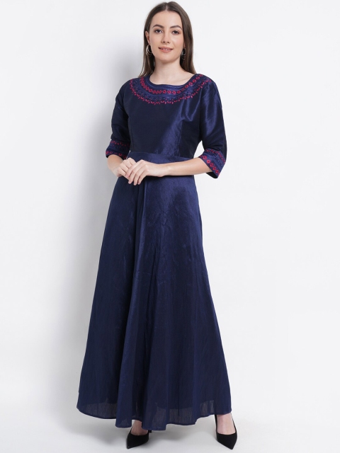 

Purple State Navy Blue Satin Maxi Dress
