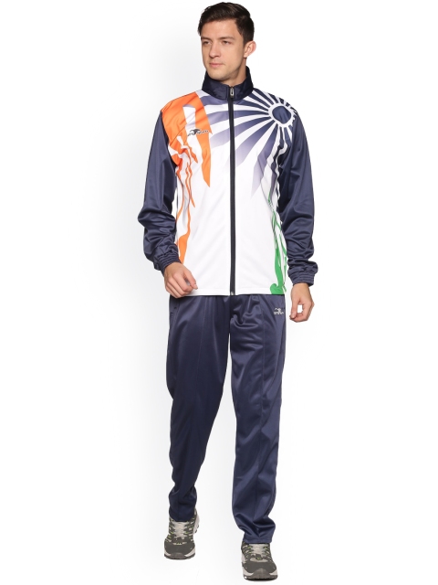 

HPS Sports Men Navy Blue & White Flag Printed Track Suit