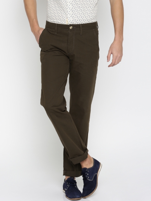 

Urban Nomad Men Brown Solid Slim Fit Flat-Front Trousers