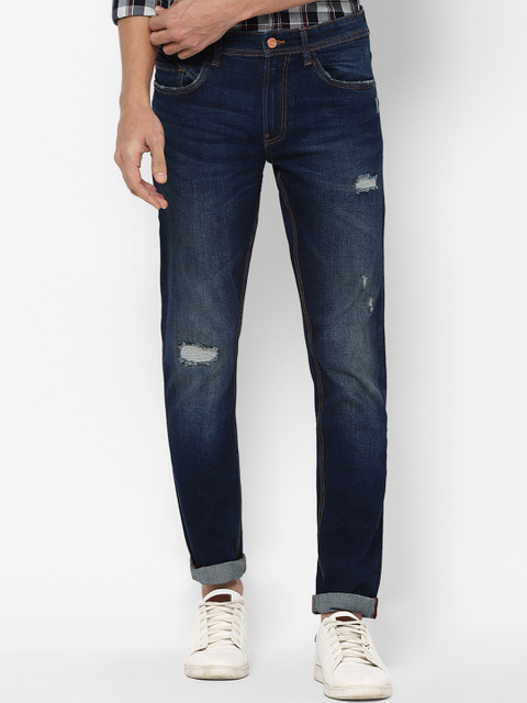 

Allen Solly Men Navy Blue Slim Fit Mildly Distressed Heavy Fade Jeans