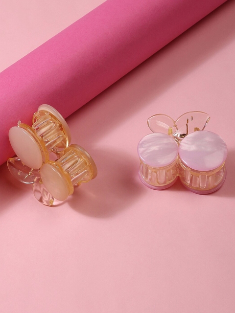 

Lilly & sparkle Women Set Of 2 Pink & Gold-Toned Cherry Claw Clips
