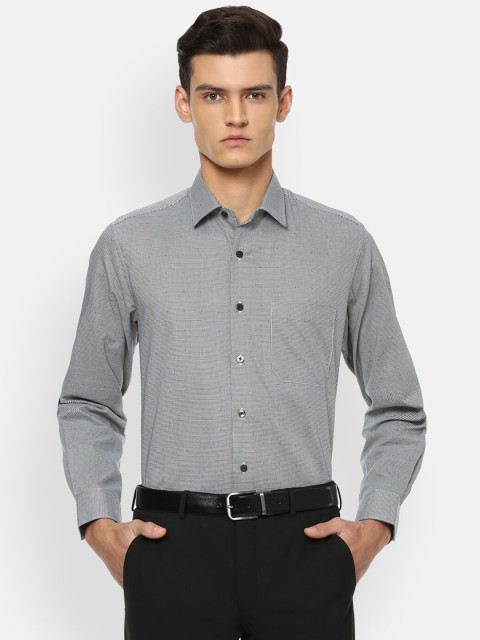 

Louis Philippe Men Grey Slim Fit Micro Checks Checked Pure Cotton Formal Shirt