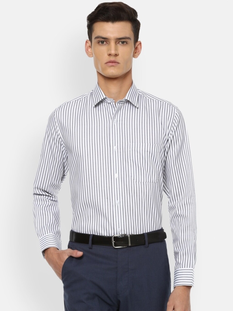

Louis Philippe Men Grey Slim Fit Striped Formal Shirt