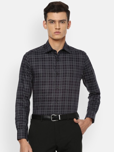 

Louis Philippe Men Grey Tartan Checks Checked Cotton Formal Shirt