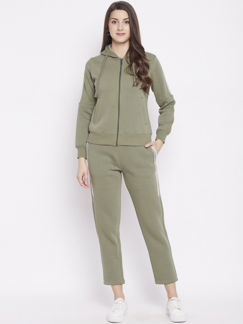 

Okane Women Olive Green Solid Tracksuit