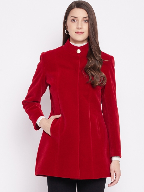 

Okane Women Red Solid Woollen Trench Coat