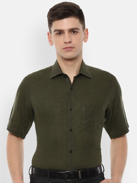 

Van Heusen Men Olive Green Formal Shirt