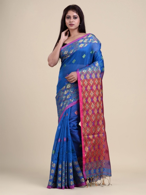 

Charukriti Blue & Pink Ethnic Motifs Saree