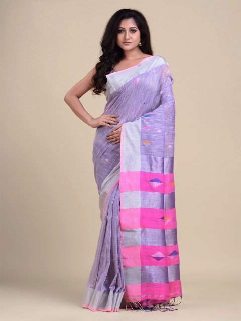

Charukriti Lavender & Silver Woven Design Zari Pure Cotton Saree