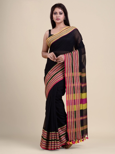 

Charukriti Black & Pink Striped Saree