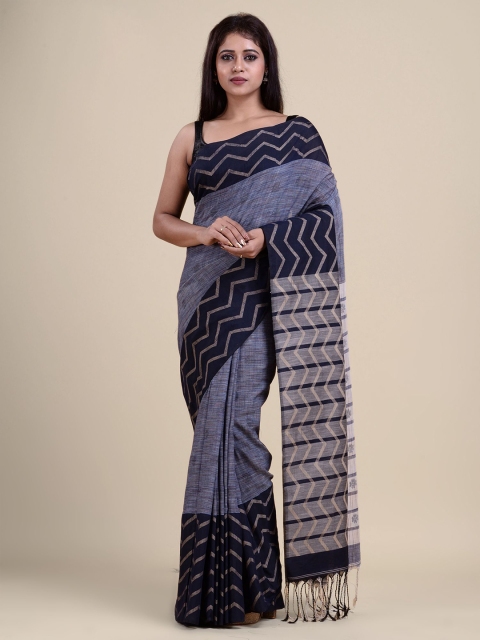 

Charukriti Blue & Grey Pure Cotton Saree