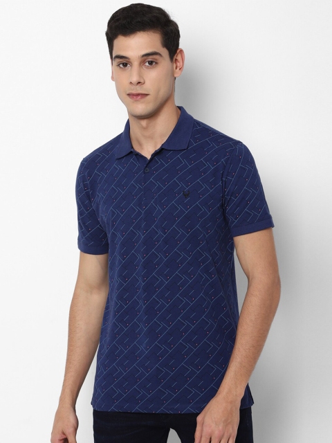 

Allen Solly Men Navy Blue Printed Polo Collar Pockets T-shirt