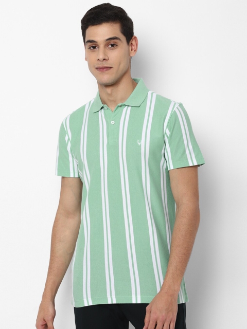 

Allen Solly Men Green Striped Polo Collar Pockets T-shirt