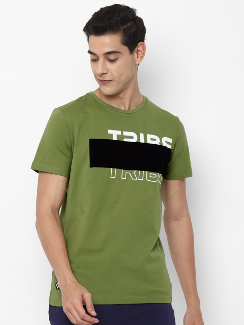 

Allen Solly Men Olive Green Typography Printed T-shirt