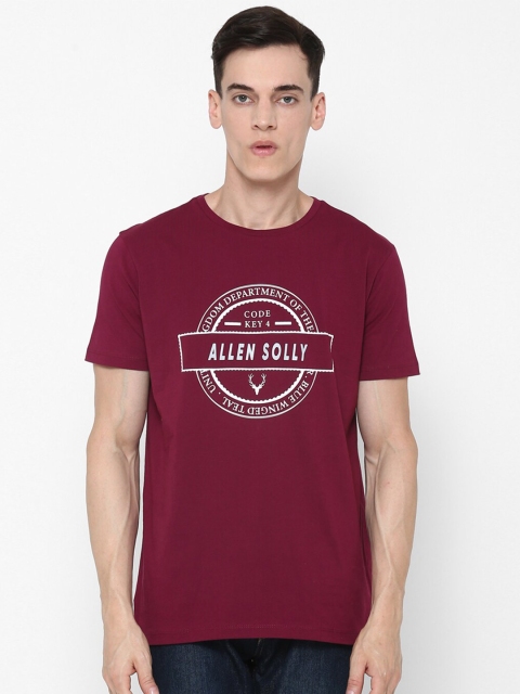 

Allen Solly Men Maroon Typography Printed T-shirt
