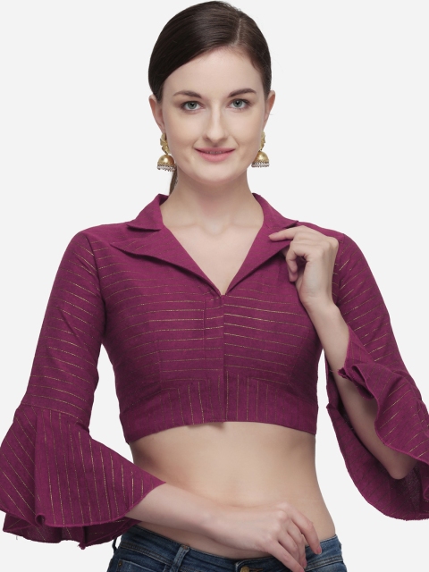 

Fab Dadu Women Pink & Gold-Coloured Striped Cotton Blouse