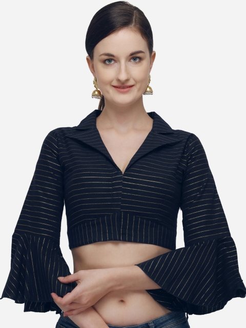 

Fab Dabu Women Navy Blue Printed Saree Blouse